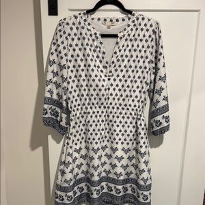 Yumi White and Blue Patterned Dress